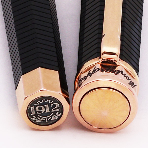 Montegrappa Nero Uno Linea Fountain Pen - Black Faceted, Rose Gold